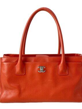 CHANEL Executive Tote Line A29293 Orange Grained Calf Leather Tote Bag